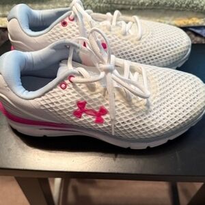 Under Armour White and Pink Athletic Shoes